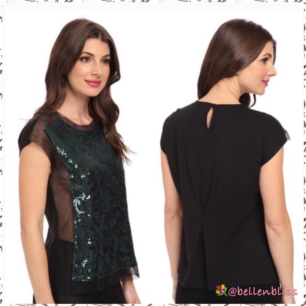 Sequined Front Blouse Obree by BCBGMaxAzria, Sz L